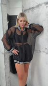 Women’s Bomber Clear Black Organza