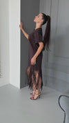 Women’s Fringe Knit Dress Indira Brown