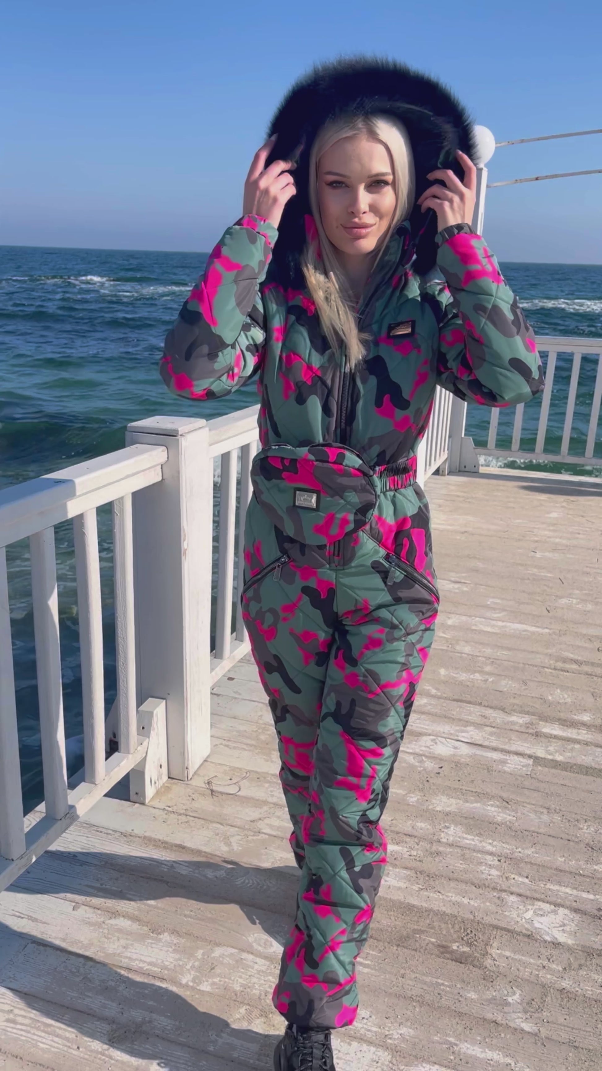 Women’s Ski Suit – One Piece Snow Suit Vale Stripe Classic