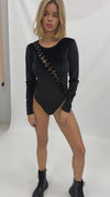 Women’s Bodysuit Maya Velour Lace-Up Black