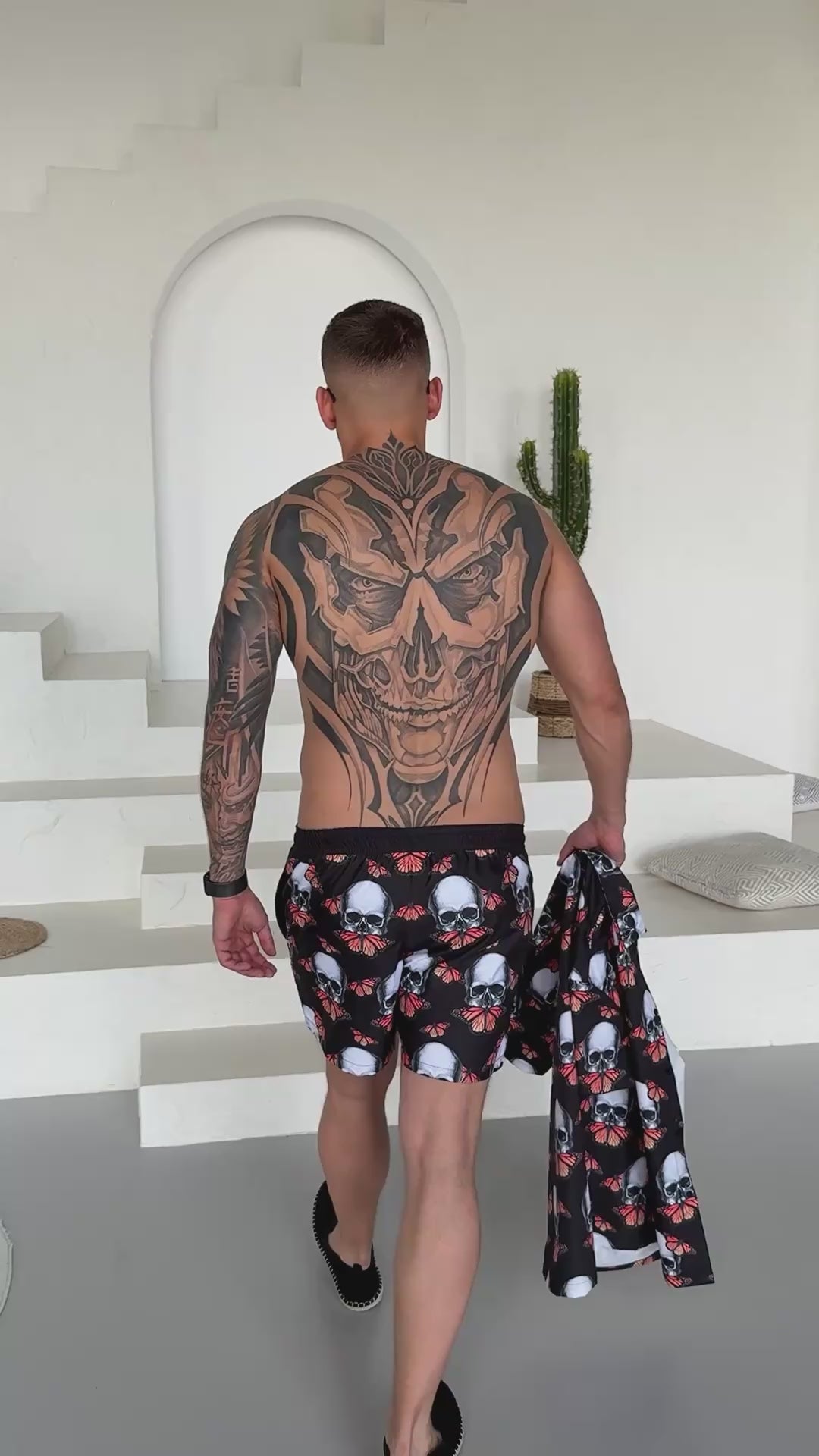 Men’s Swimshorts Skull Butterflies – Black