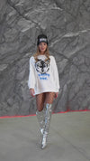 WOMEN’S OVERSIZE SWEATSHIRT REBEL WOLF — WHITE