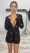 Women’s Blazer Shorts Suit Rings Gold Black