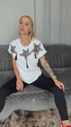 Women’s Stars Beaded T-Shirt White