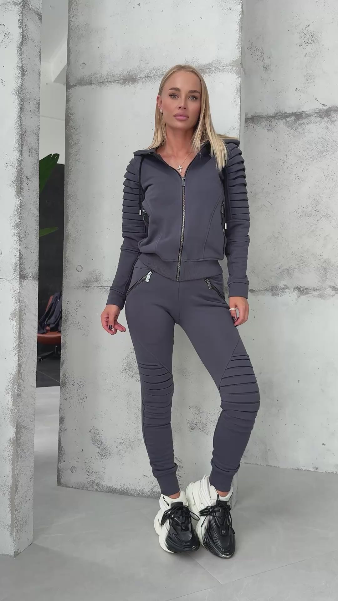 COUPLE KNIT TRACKSUITS RELIEF – GRAPHITE
