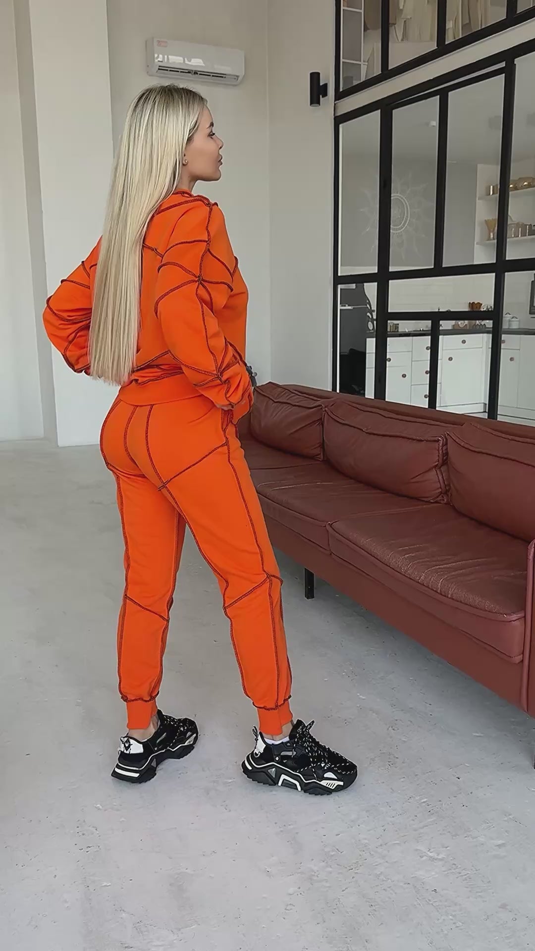 Women’s Reverse Seam Tracksuit – Inva Orange