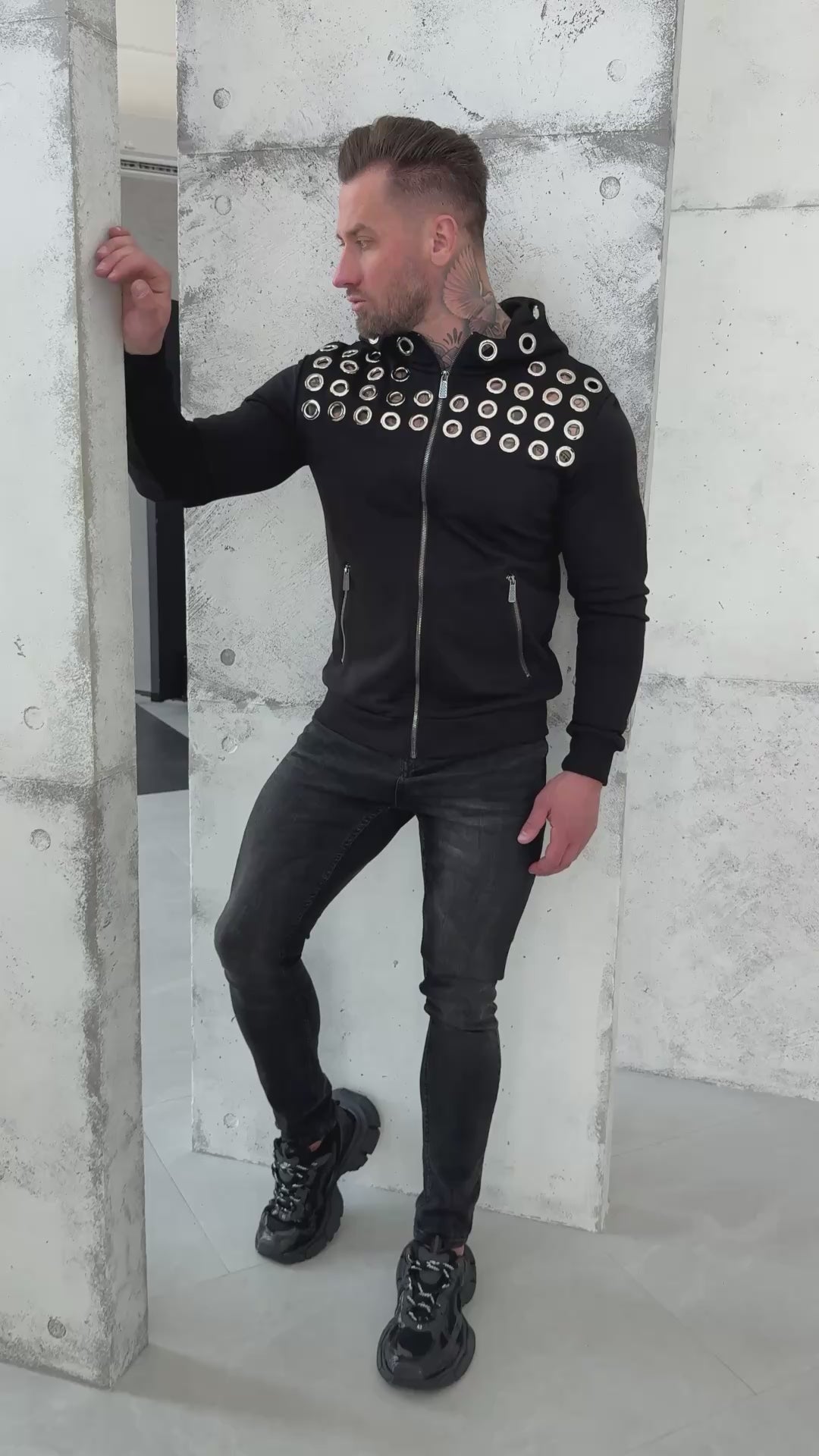 Men’s Hoodie Rings — Black Zip-Up