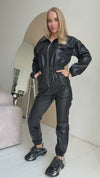 Women’s Eco-Leather Jumpsuit Kaya Black