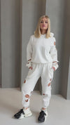 Women’s Flower Cut-Out Tracksuit — Daisy White