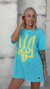 Women’s Oversize T-Shirt Ukrainian Emblem Blue