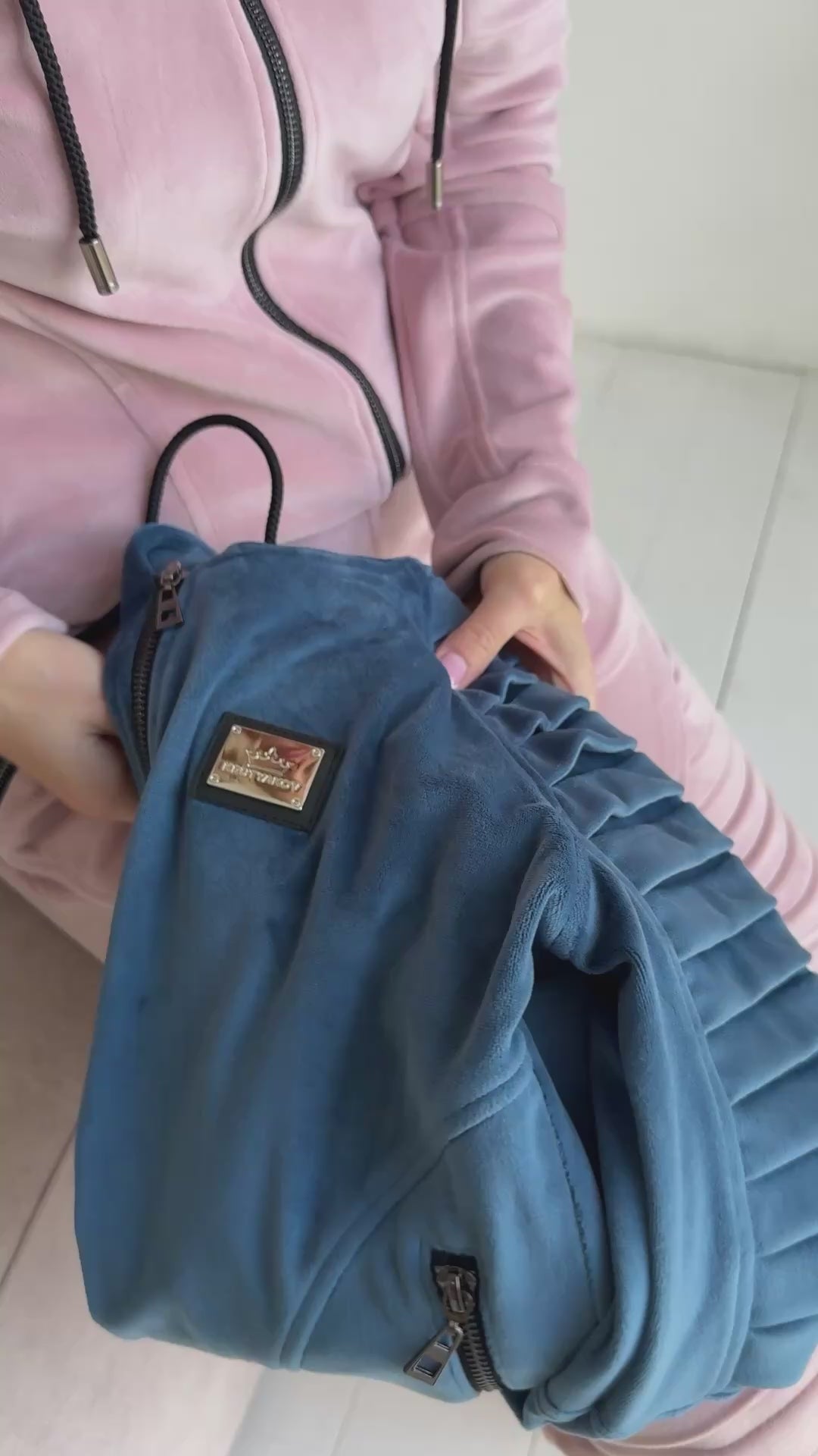 Women’s Velour Tracksuit – Relief Blue