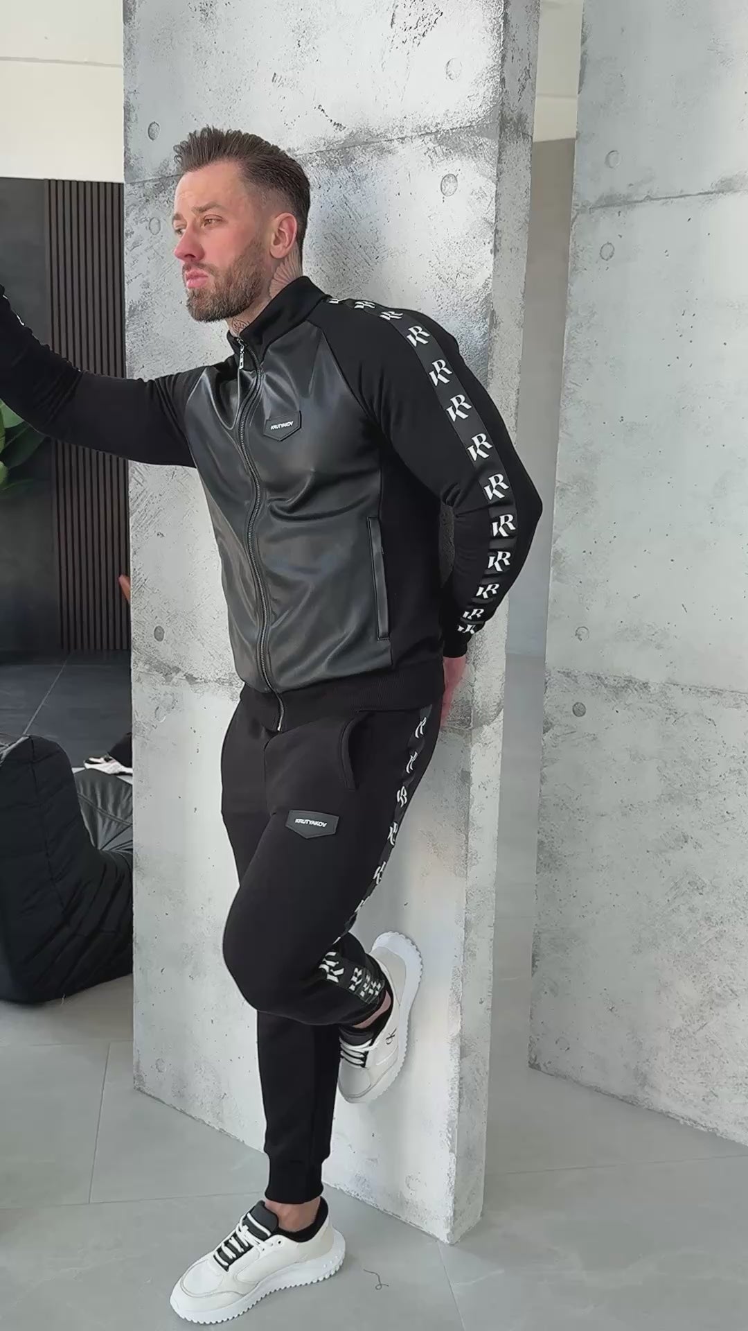 Men’s Tracksuit Howard – Black Faux Leather Panel