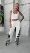 Women’s Leonia Wide-Leg Trousers Leopard Panel — White