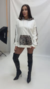 Women’s Hoodie Leonia — White Leopard Trim