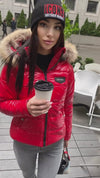 Women’s Winter Puffer Jacket – Gloss Red