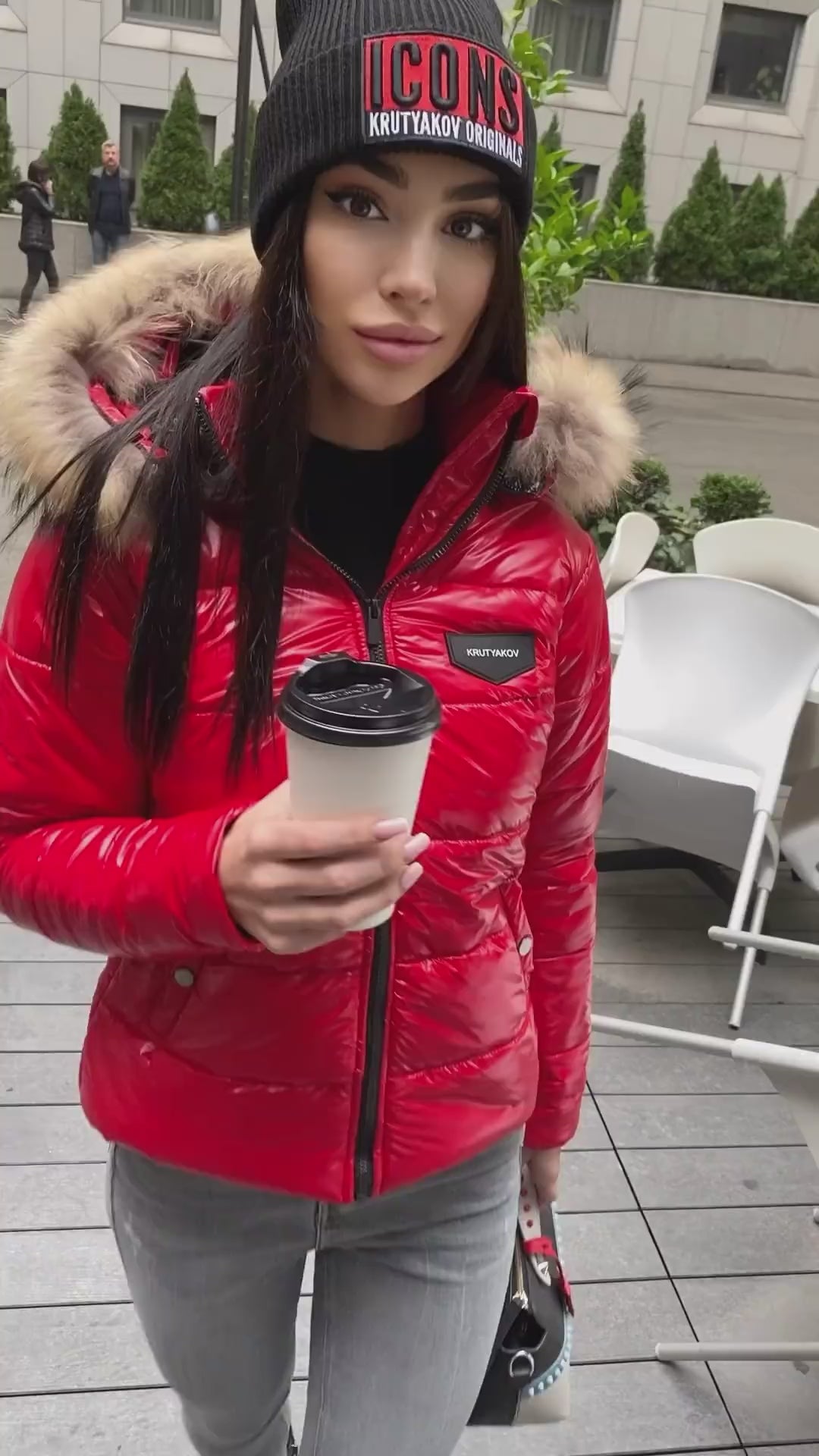 Women’s Winter Puffer Jacket – Gloss Red