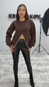 Women’s Sweatshirt — Lina Crystal Fringe Brown