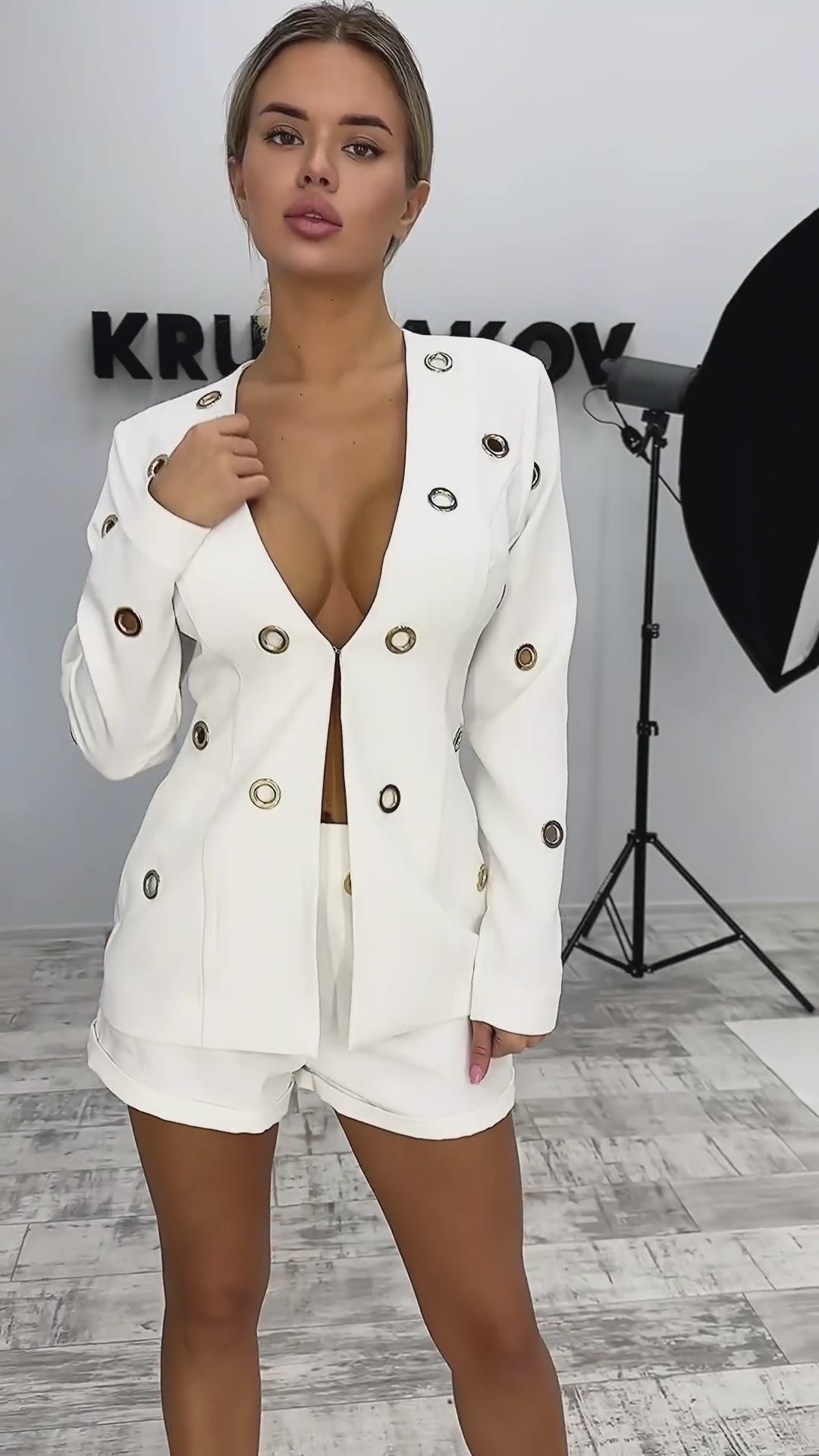 Women’s Blazer Shorts Suit Rings White