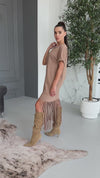 Women’s Fringe Knit Dress Indira Beige