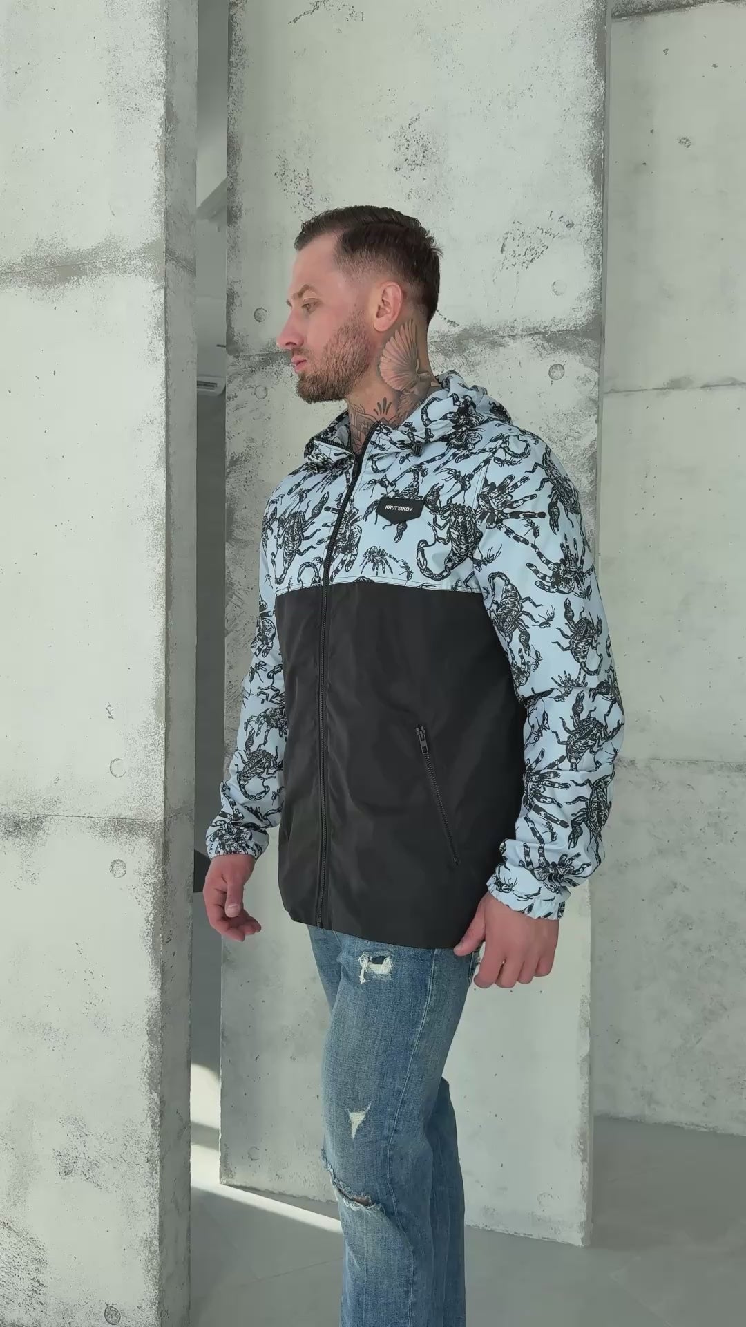 Men’s Windbreaker Scorpions — Grey/Black