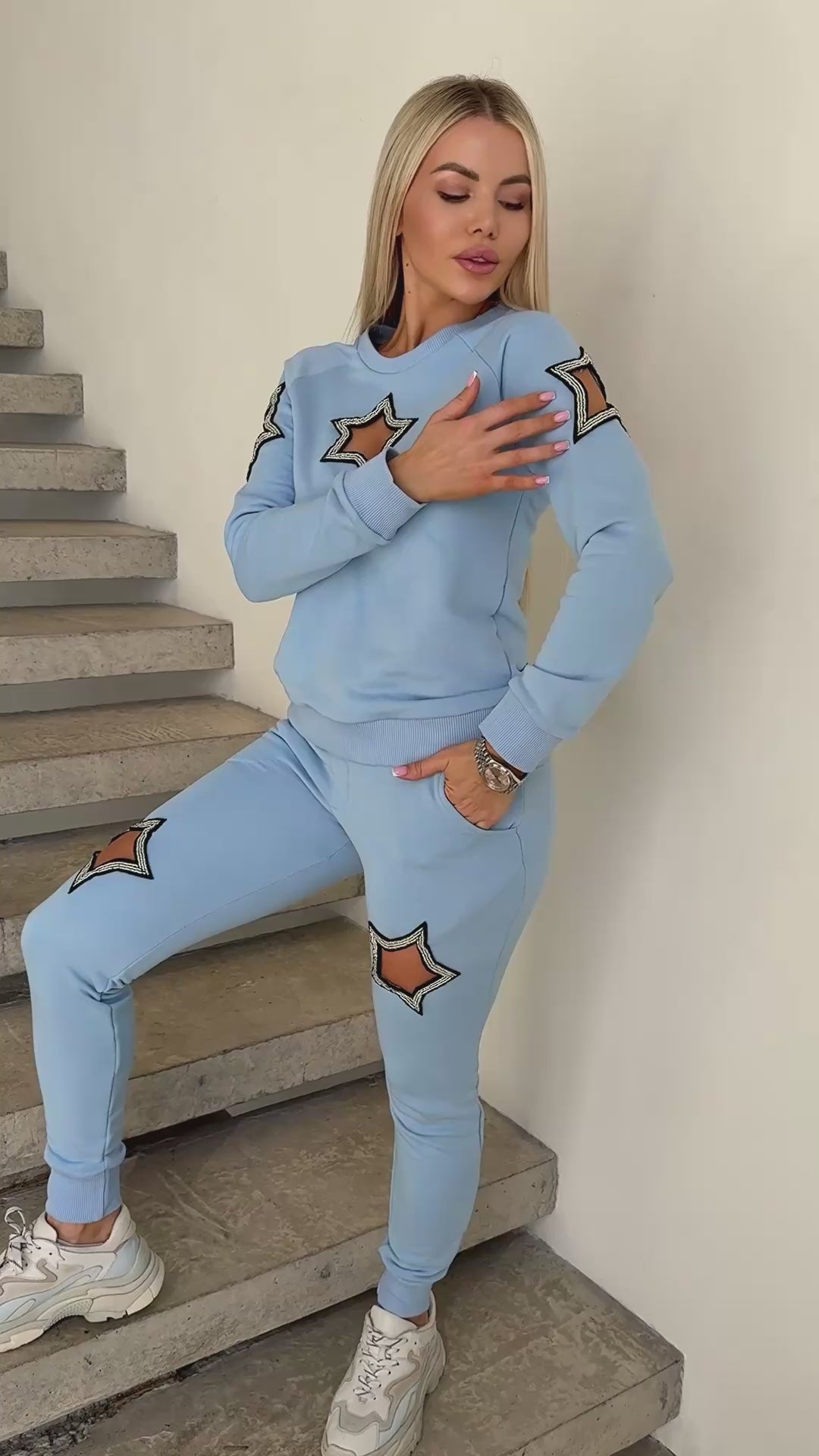 Women’s Beaded Tracksuit – Stars Blue