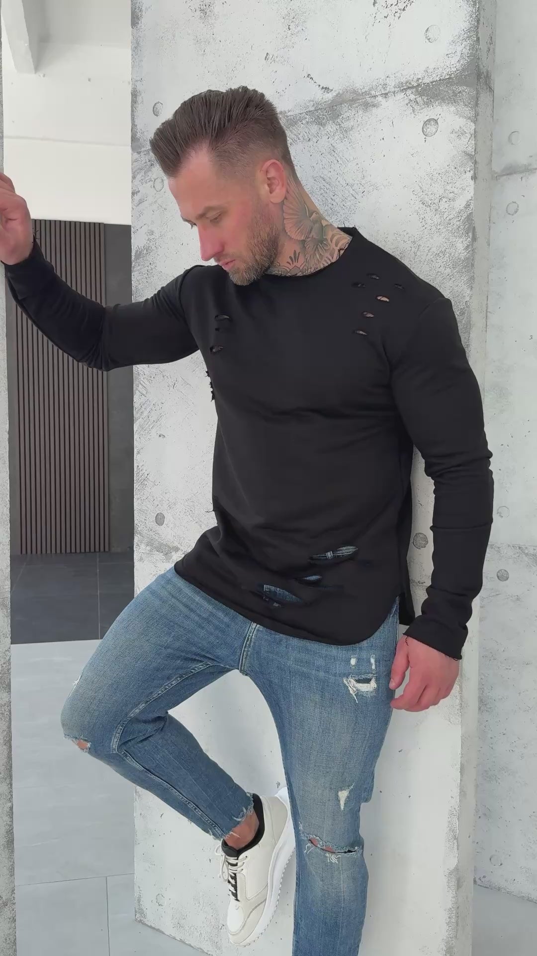Men’s Sweatshirt Holey — Black
