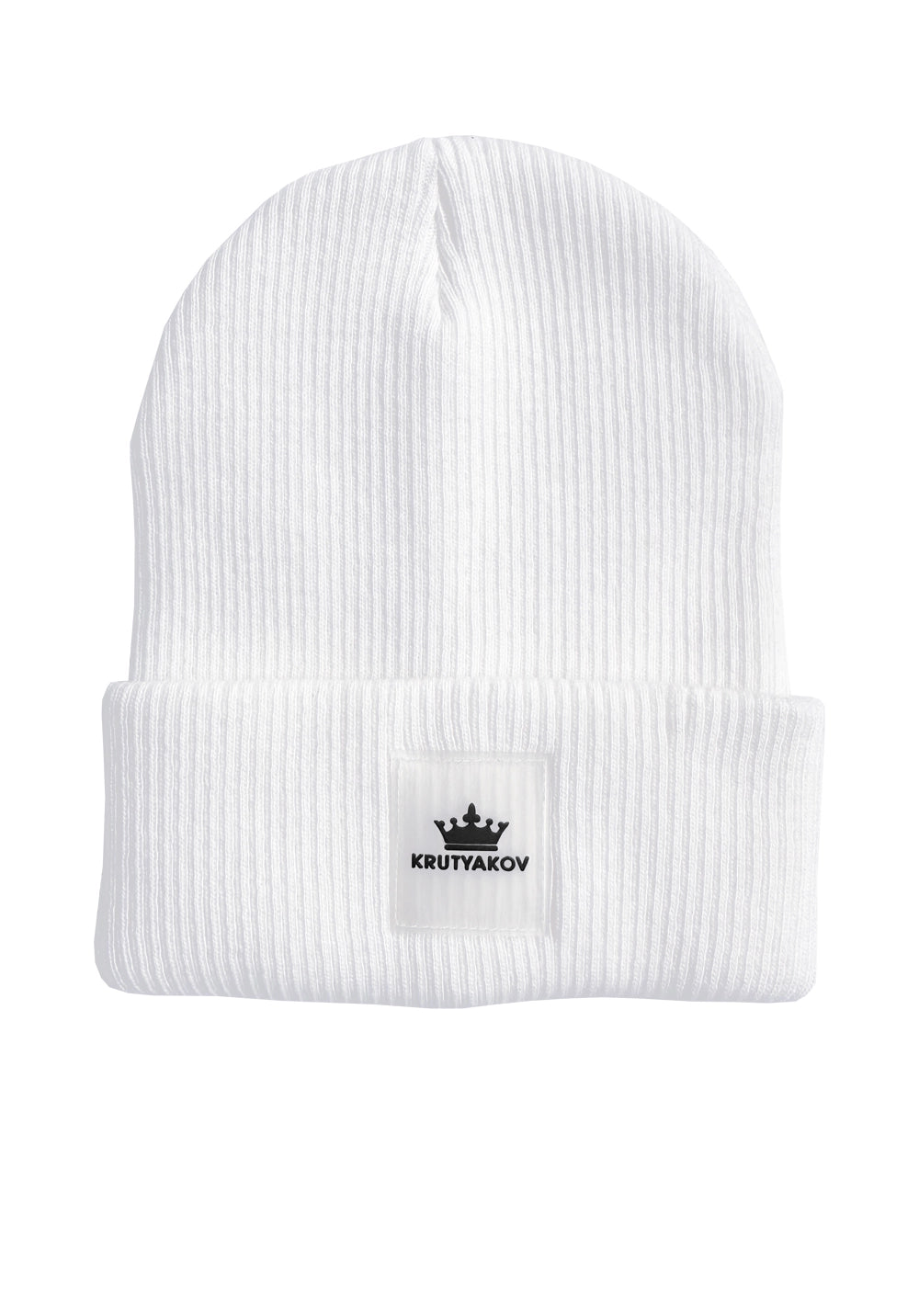 Women’s Beanie Hat Rubber Logo – White