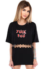 Women’s Metal-Ring T-Shirt Yuck Fou Black