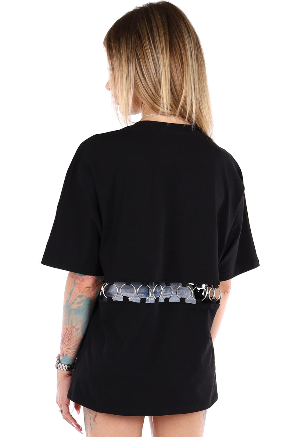 Women’s Metal-Ring T-Shirt Yuck Fou Black